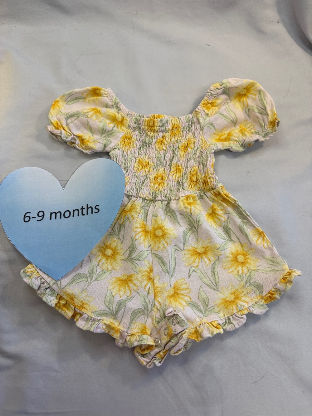 Yellow Floral Smocked Romper - Kids Bottoms
